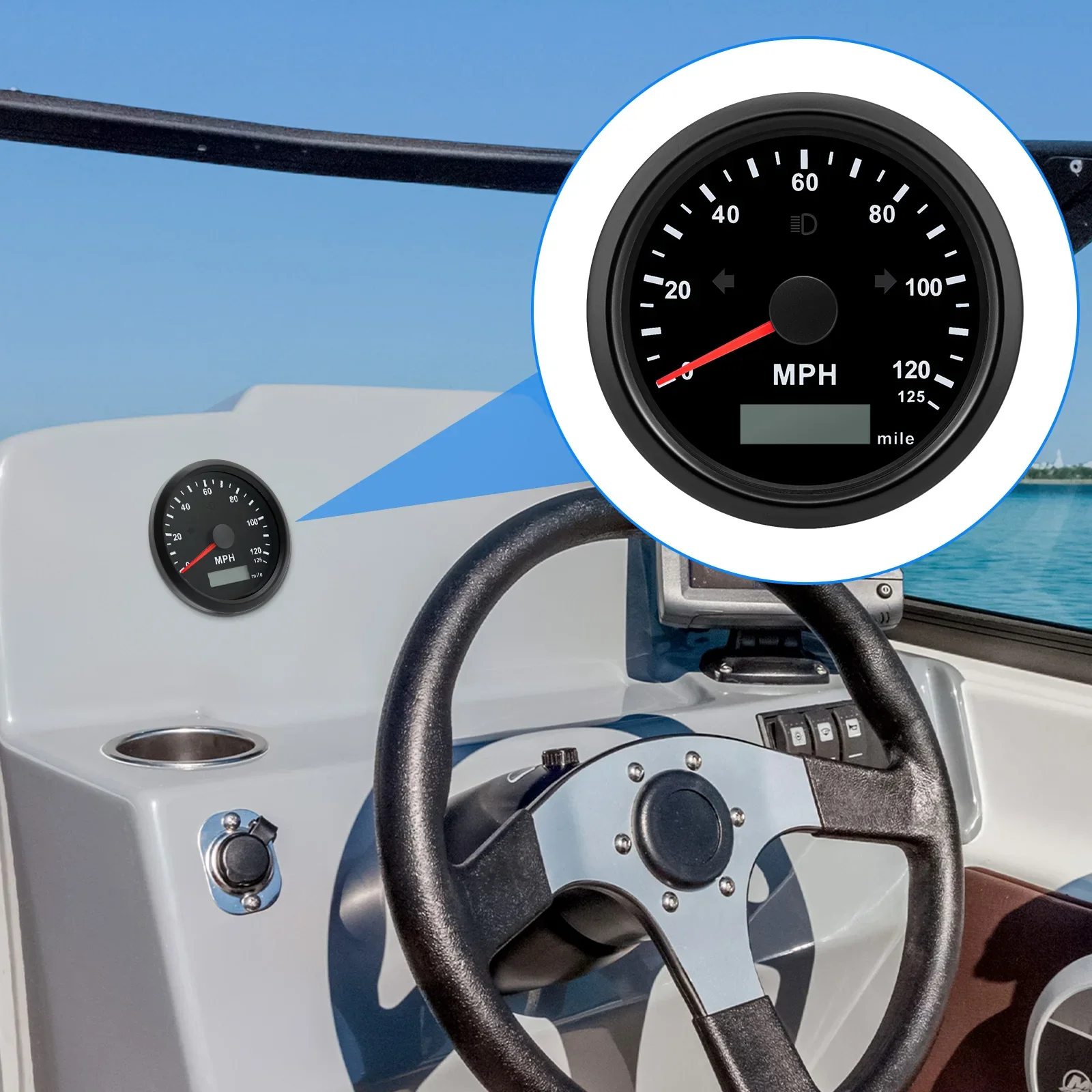 Compteur de vitesse universel pour voiture, 12V, 200kmh, 120kmh, odomètre numérique, ATV, UTV, bateau marin, étanche, GPS, KMH MPH
