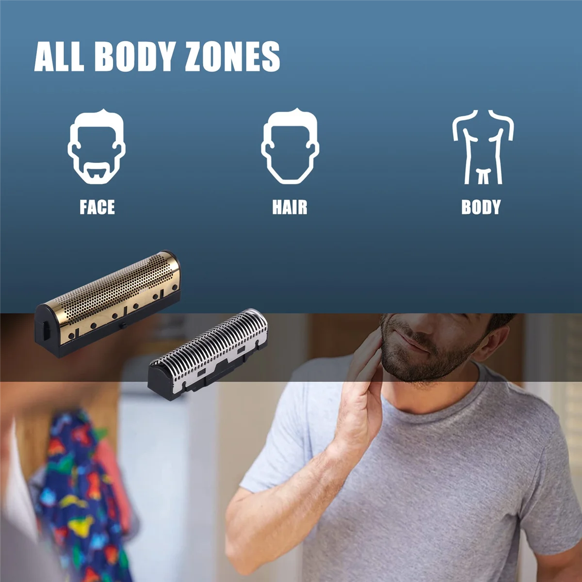 Sales! Electric Shavers Blades Golden Foil Knife Net and Cutter Head Suitable for Kemei KM-2026 KM-2028 Floating Razor