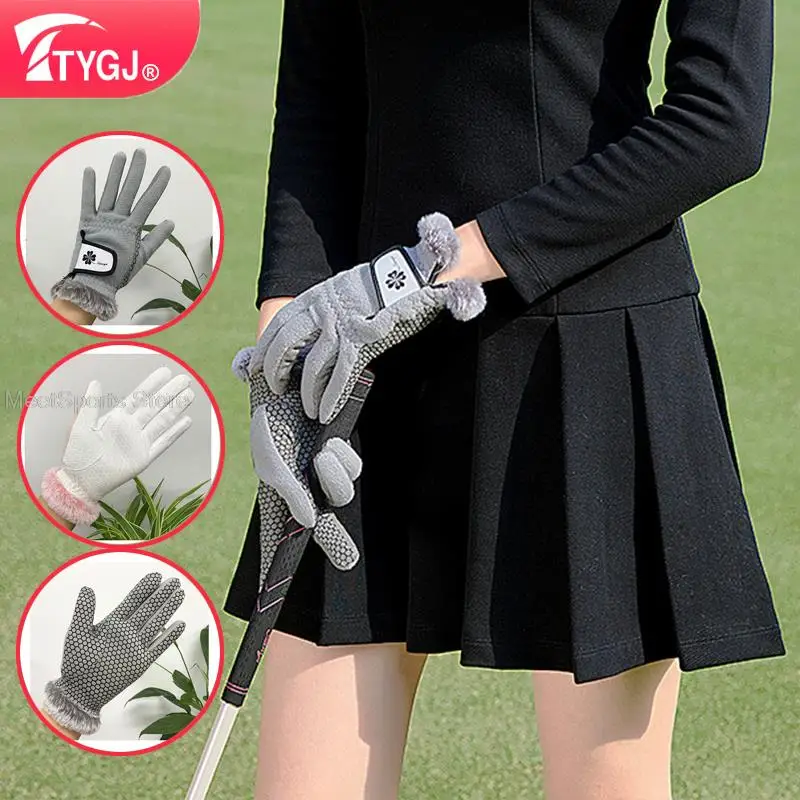 Ttygj 1 Pair Cold Proof Women Warm Gloves Anti-Slip Granules Golf Gloves Ladies Fleece Left And Right Hands Mittens Snow Skating