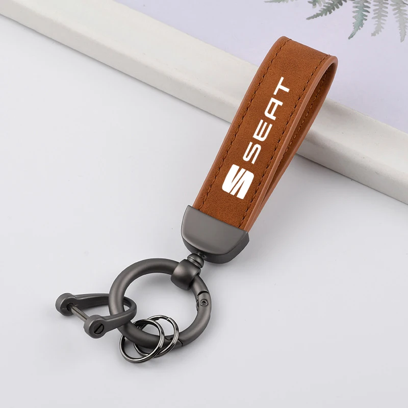 Suede Leather Car Styling SEAT Logo Keychain Metal Key Chain Ring For Seat Ibiza FR Ateca Altea Leon Alhambra Exeo Arona Toledo