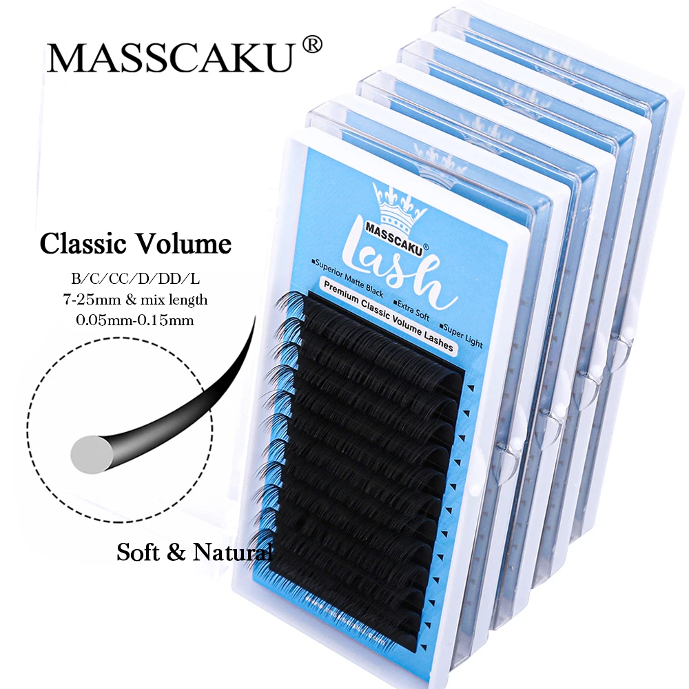 MASSCAKU eyelash extensions nature and Soft Thin Tip and individual lash for professional and salon make up tool made up tool