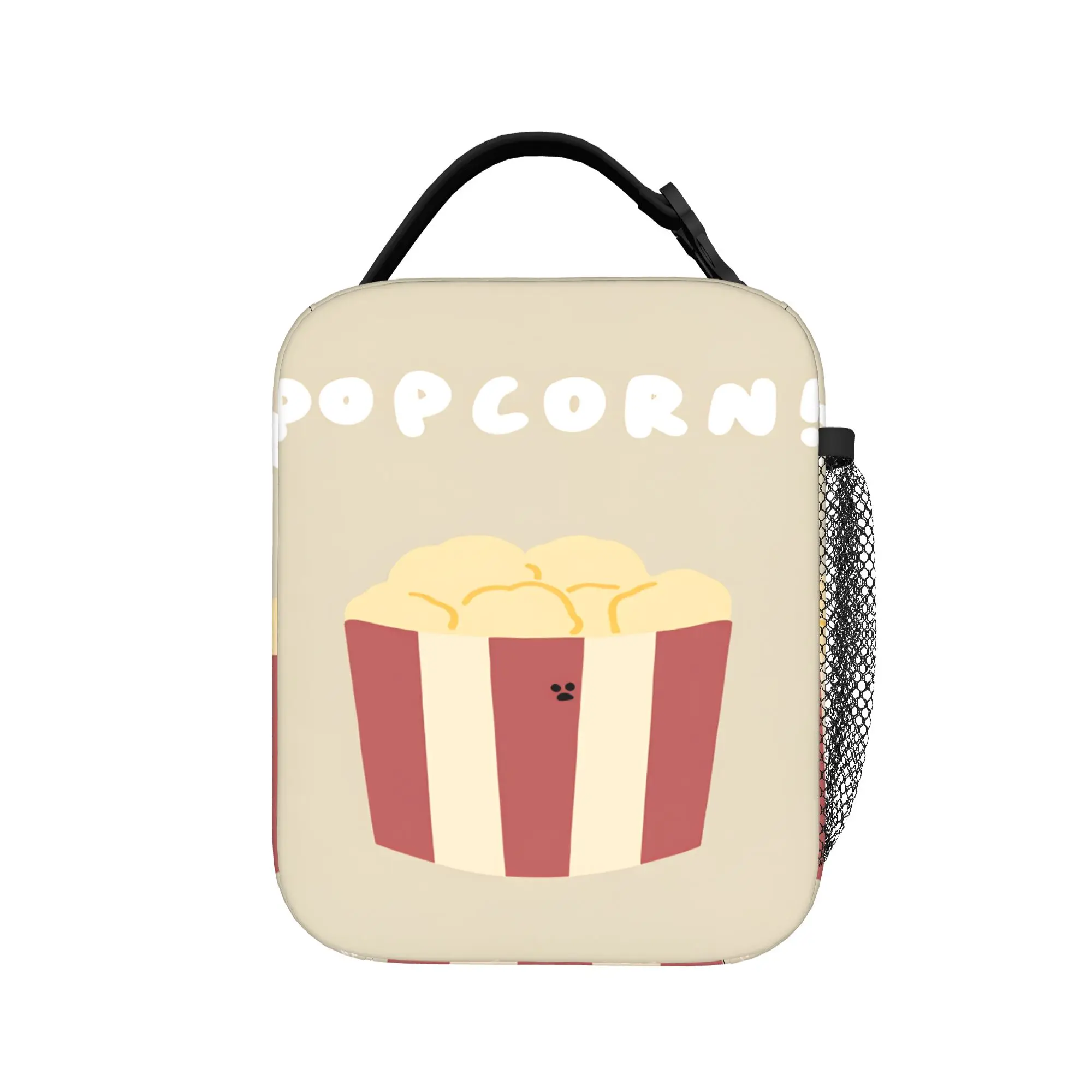 

Popcorn-themed Lunch Bag School Lunch Box For Women Aesthetic Thermal Tote Handbags Waterproof Portable Insulated Cooler Bag