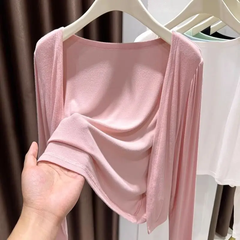 plus Size Modal Shoulder Wrap Sun Protection Short Cardigan Women's Outerwear with Strap Dress Air Conditioner Small Cover up