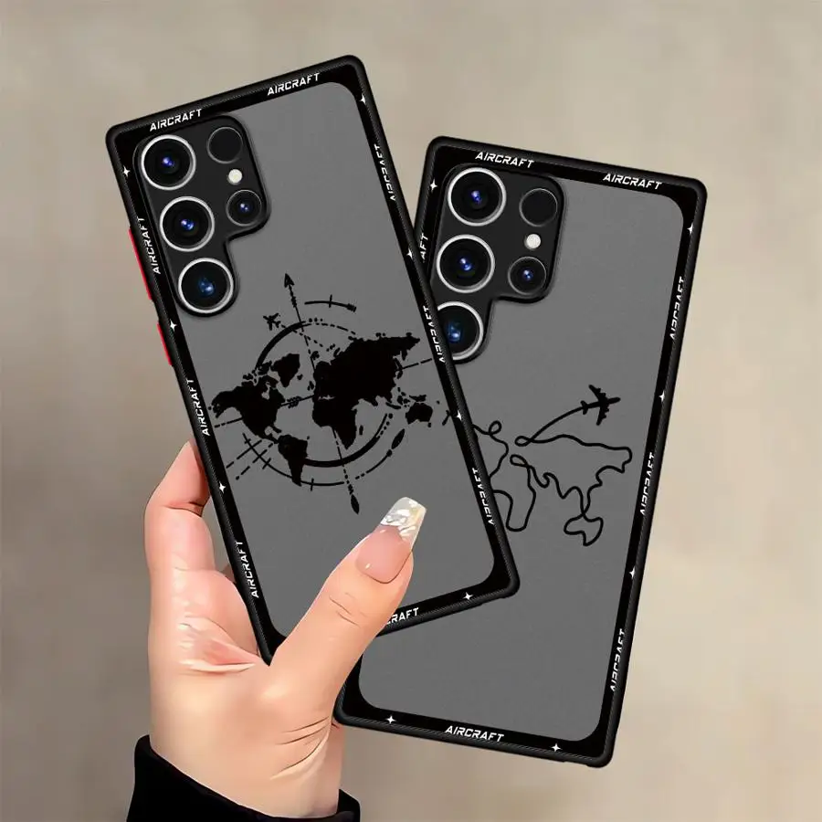 Custodia morbida per telefono per Samsung Galaxy S23 Ultra S21 FE S22 Plus S20 S8 Nota 20 10 S25 S9 S24 Aerei Mappa del mondo Viaggio