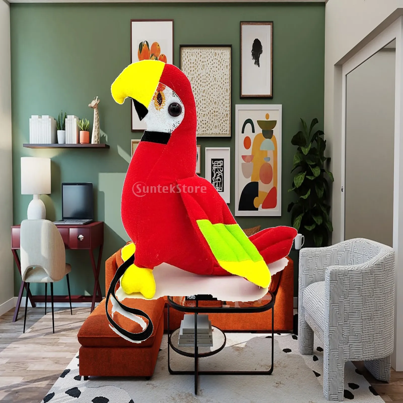 Parrot Stuffed Ornament Lightweight Stuffed Parrot with Hanging Cord Stuffed Bird Cute Lovely for Party Decoration