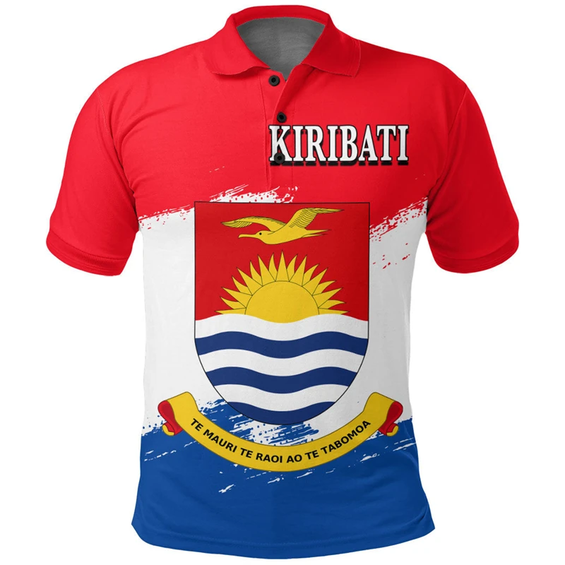 Kiribati Flag Map 3D Printed Polo Shirts For Men Clothes Fashion National Emblem POLO Shirt Casual Man Short Sleeve Hawaii Tops