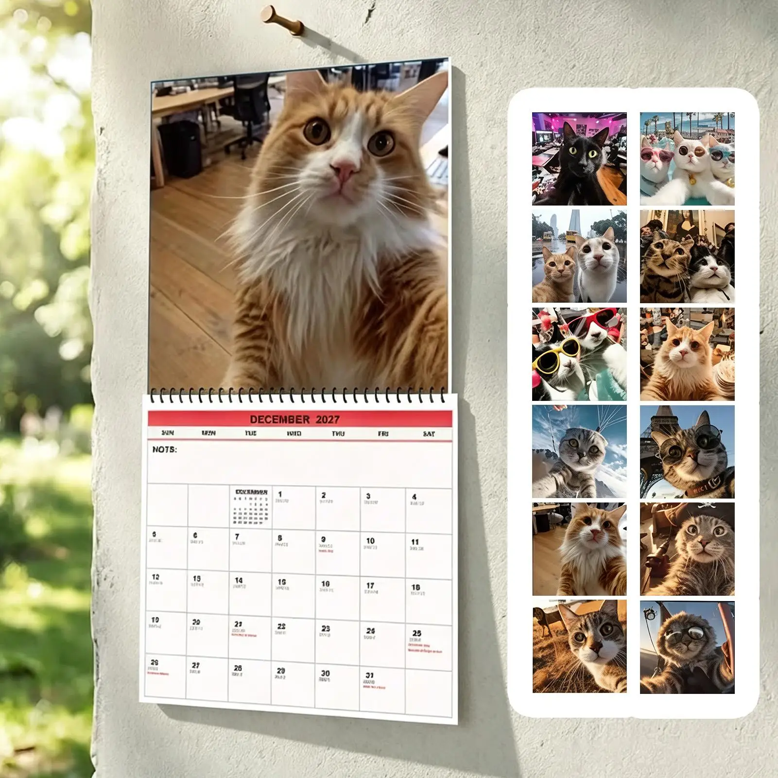 Cat Calendar Playful Cat Patterns 12-Month Hangable Planner Display 2027 Calendar for Home Office School Classroom Family Dorm
