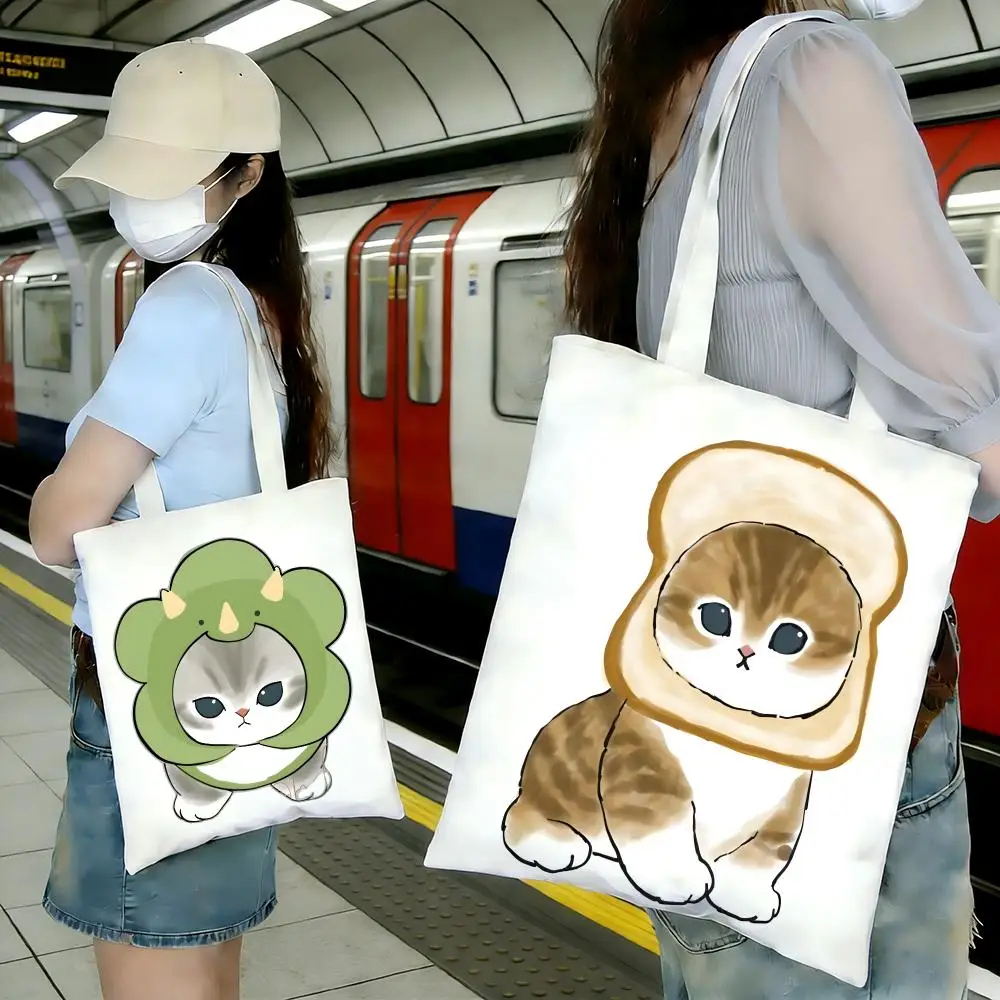 Art Animal Cute Cat Storage Bags Shopping Bags Series Print Bags Lightweight Shoulder Bag For Daily Use