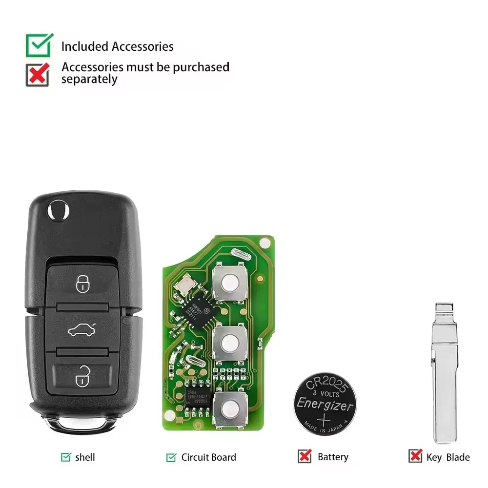 5-10 قطعة/الوحدة Xhorse XKB520EN هو XKB501EN السلكية العالمي عن بعد مفتاح السيارة الذكية 3 أزرار لنوع VW B5 ل VVDI/VVDI 2