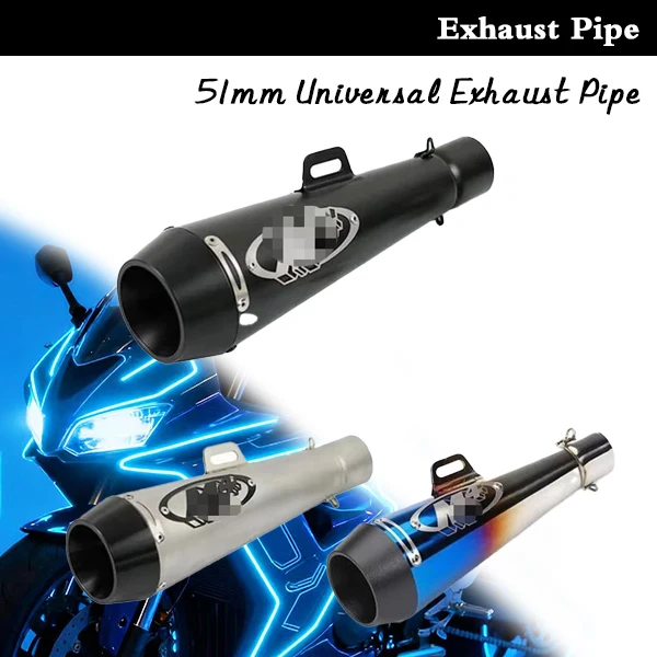 

51MM Universal High Quality Motorcycle Exhaust Pipe For Large Displacement Moto 300cc 600cc 1000cc Racing Car GP Moto Muffler