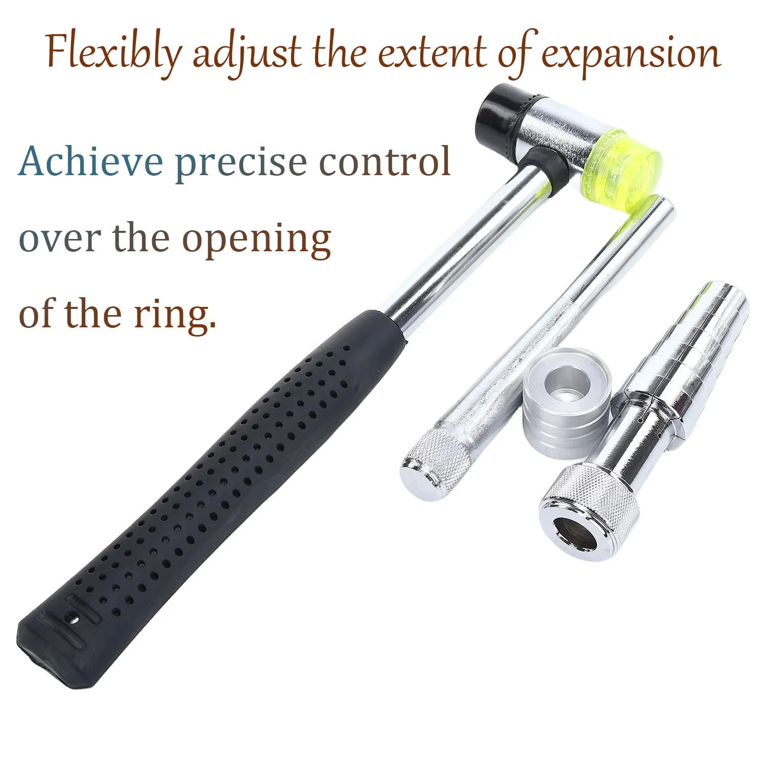 Adjustable Ring Stretcher Expander Tool Kit with Soft Hammer for Gold Silver Copper Jewelry Ring Resizing Repair