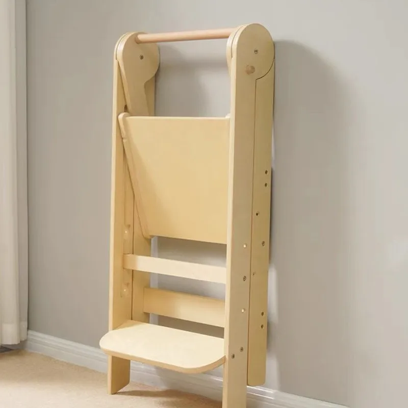 Escalera de madera para niños de 3 alturas, entrenador de inodoro plegable estilo Montessori, taburete antideslizante de madera maciza, torre de aprendizaje