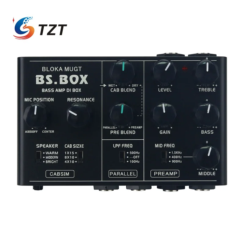 TZT Electric Bass Simulation Effector 3-Segment EQ Bass Speaker Box Ampeg SVT Effects 6.3MM Output with DI