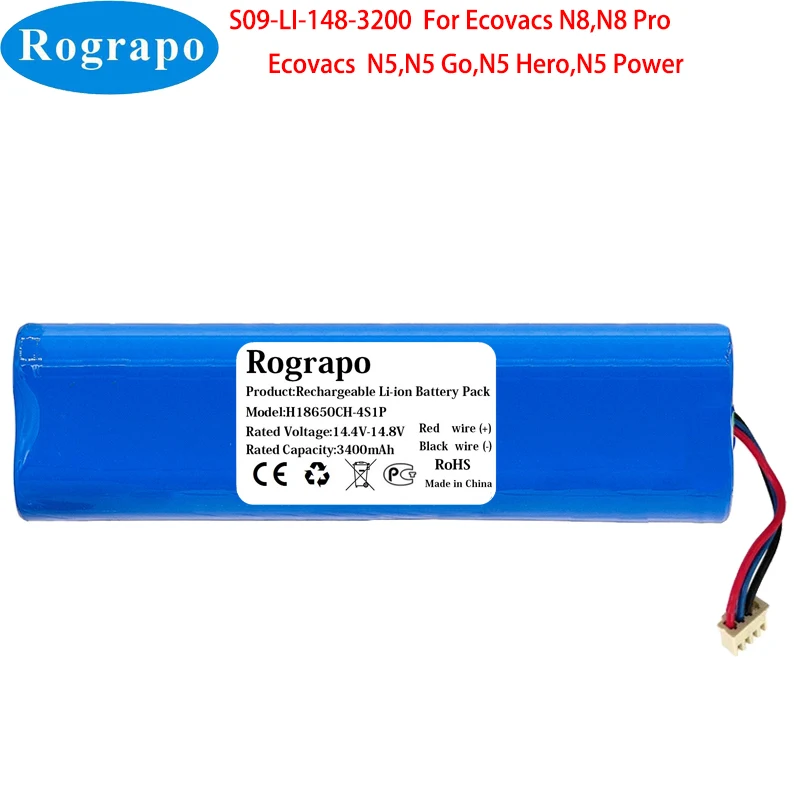 Nowa bateria S09-LI-148-3200 3400mAh do Ecovacs DeeBot N8 Pro N5 GO N5 Hero N5 Power odkurzacz Robot