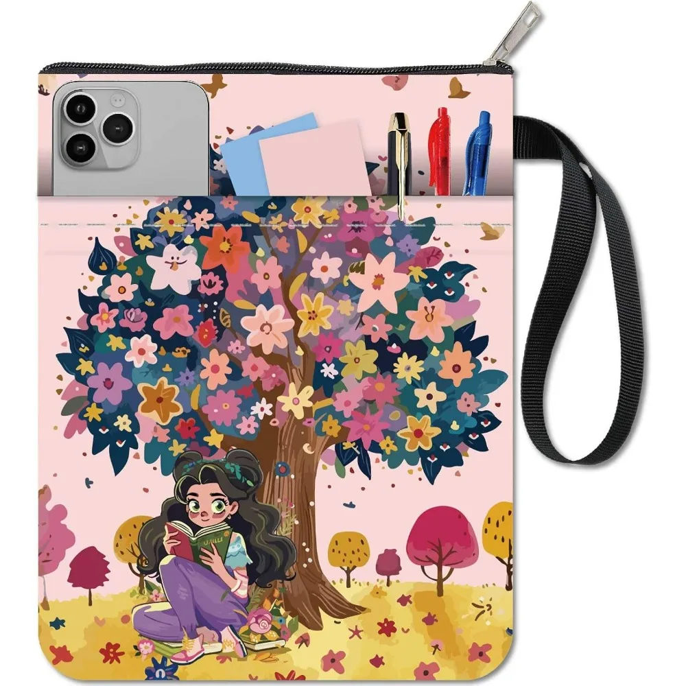 Baumbuchhüllen, Blumen- und Schmetterlings-Leser-Buchhülle für Taschenbücher, waschbare Bücherhülle aus Stoff, mit Reißverschluss und extra