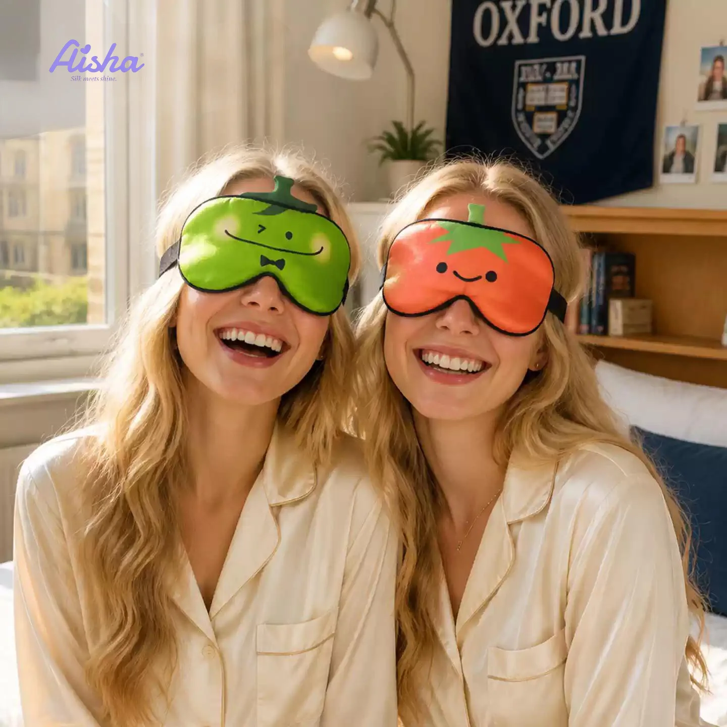 Antifaz para Dormir 100% Seda de Morera con Lindos Diseños de Frutas y Verduras, Suave, Bloquea la Luz, para Estudiantes, Oficina, Siesta, Viajes, Relajación, Regalo para Mujeres y Niñas