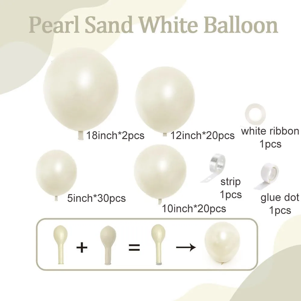 85pcs Double Pearl white sand Latex Balloon Garland Beige Lvory Pearl Helium Balloon Arch Baby Shower Birthday Bridal Wedding An