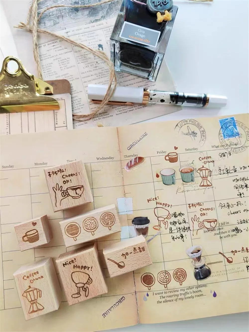 Vintage Coffee Story Wooden Rubber Stamp for Plan DIY Scrapbooking Photo Album Card Making