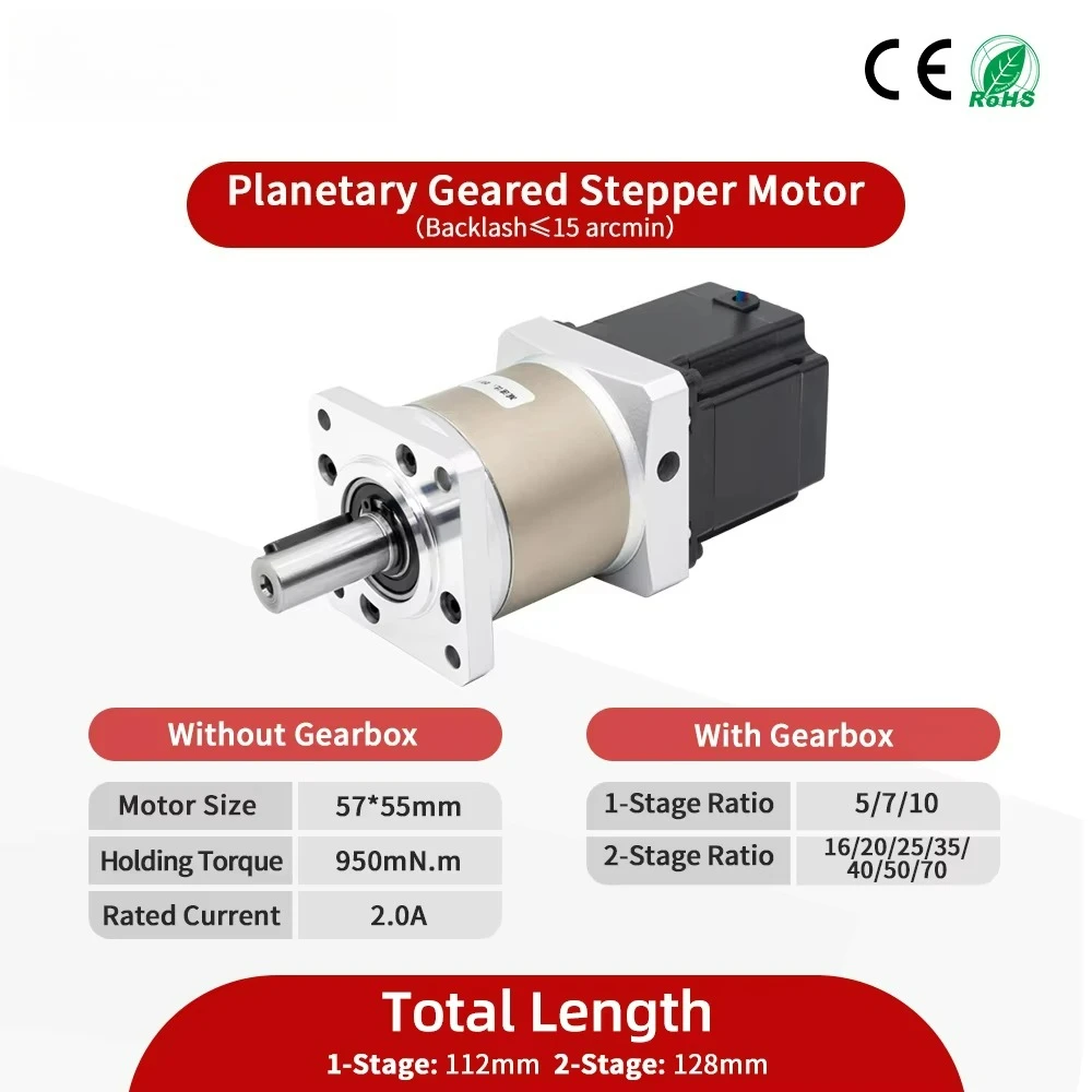 57X55mm Nema 23 high torque 30NM hybrid planetary gearbox stepper motor numerical control mechanical gearbox stepper motor