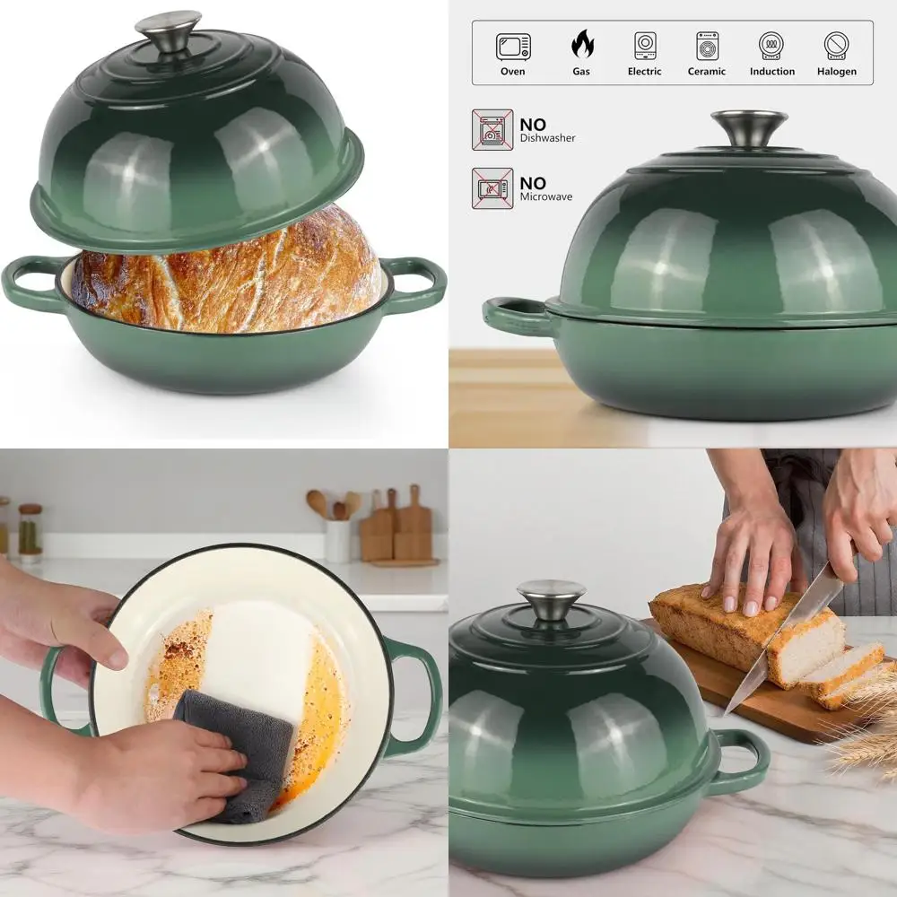 

Enameled Cast Iron Dutch Oven Pot with Lid for Sourdough, Roasting, and Soups - Non-Stick Cookware for Oven and Stovetop