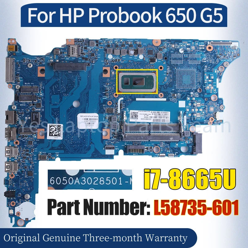 

6050A3028501 For HP Probook 650 G5 Laptop Mainboard L58735-601 SRF9W i7-8665U 100％ Tested Notebook Motherboard