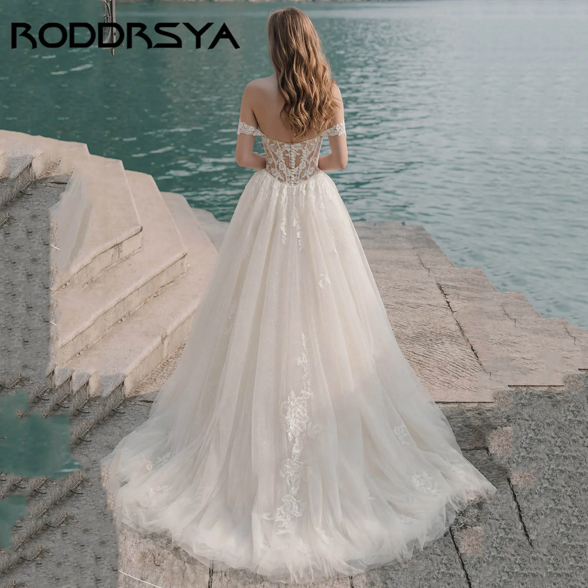 RODDRSYA Customized Romantic Lace Off Shoulder Wedding Dress A-Line Backless Sexy Bridal Gown Destination Wedding robe de mariée