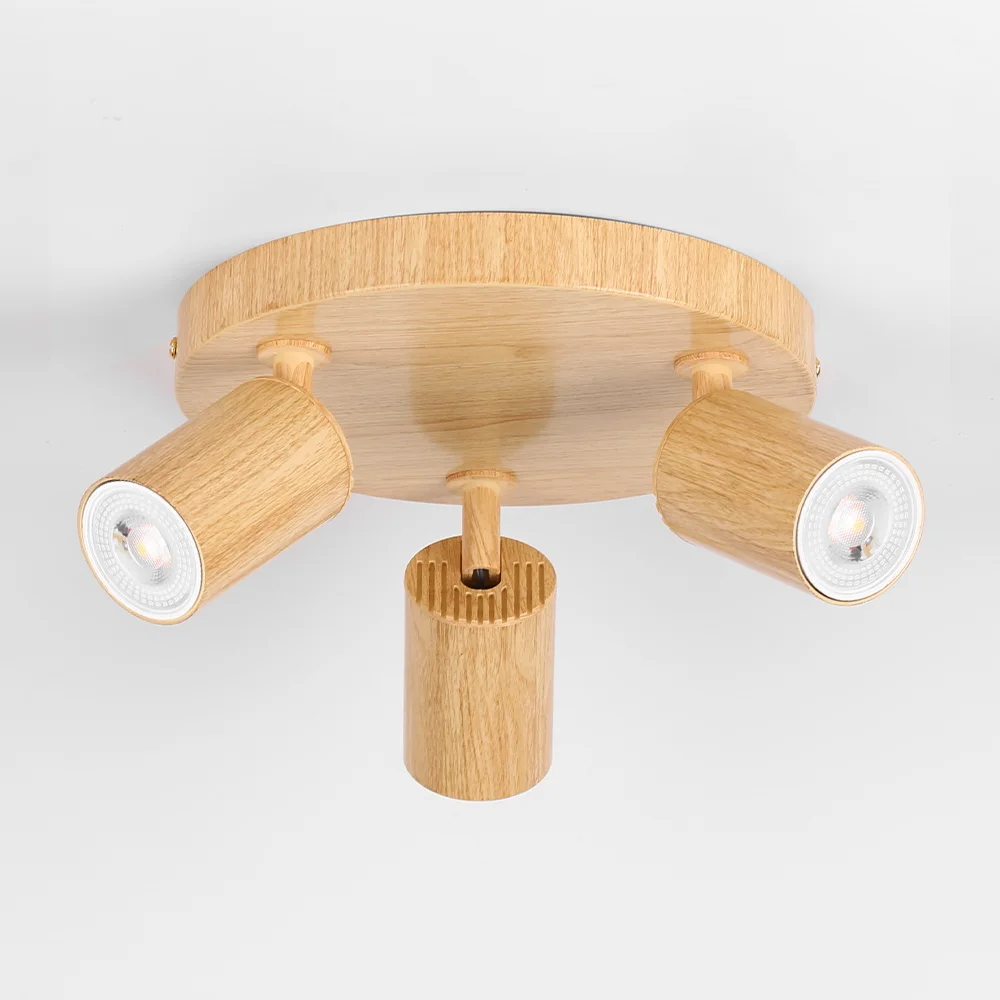 Foco LED de Techo con Acabado en Madera, Downlight GU10 para Sala de Estar, Dormitorio, Cocina, Baño, Decoración del Hogar