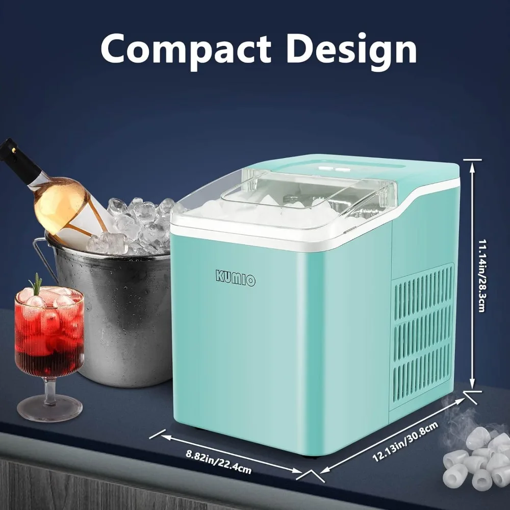 26.5 lbs/24 hrs, Self-Cleaning Ice Maker, Portable Ice Machine with Ice Scoop & Basket, Blue