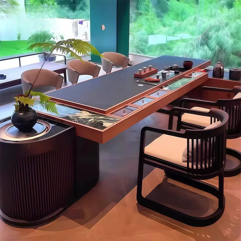 New Chinese-style slate tables and chairs,North American black walnut tables,multi-functional Song-style aesthetic office table