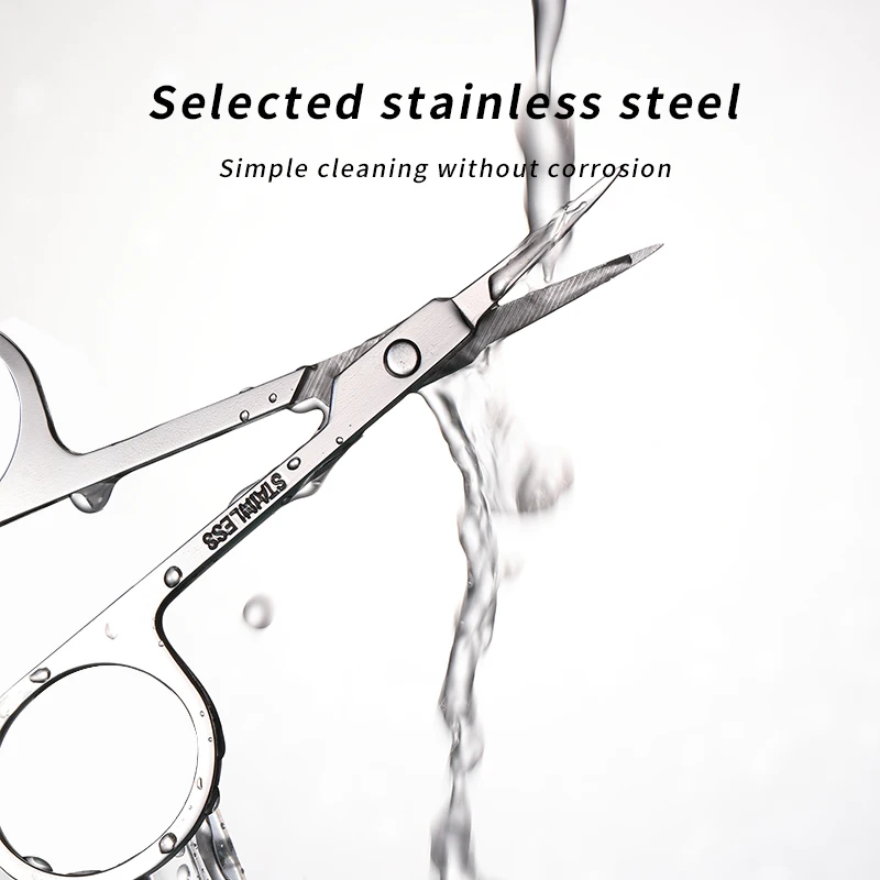 1 szt. Nożyczki do makijażu ze stali nierdzewnej z ostrzem wypukłym i spiczastym, do rzęs, brwi, włosów w nosie, małe, cienkie narzędzia do makijażu