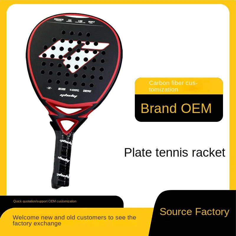 Full Carbon fiber material padel racket for club training, stable hitting control rough grain surface, customizable logo anti-br