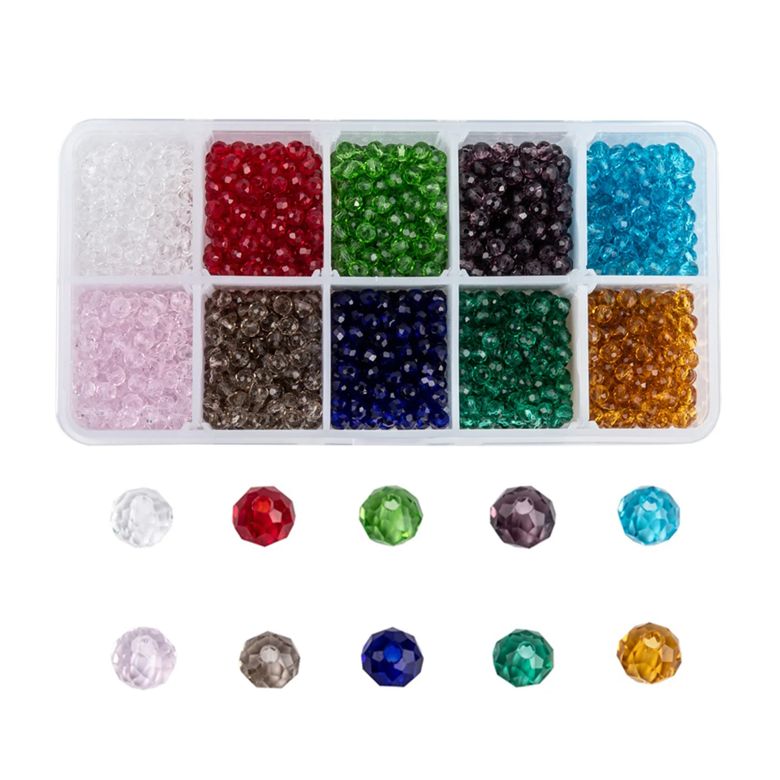 

1 Box 4mm 6mm Rondelle Faceted Glass Beads Loose Spacer Beads For DIY Bracelet Jewelry Making Findings