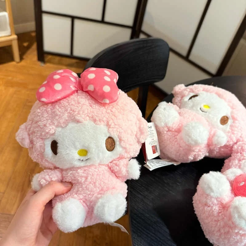 

Sanrios кремовый пианино с бантом 13 см для девочек Kawaii сумка кулон брелок 22 см розовая клубничная плюшевая кукла My Melody украшение для спальни подарок