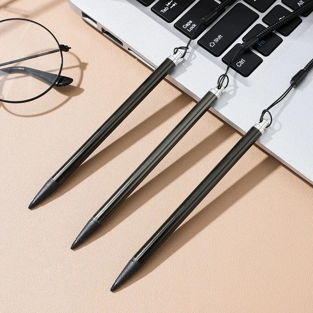6Pcs Resistive Stylus Metal Pen Anti-Lost Tether High Precision Touch Stylus for Tablet Laptop Drawing Writing Tool
