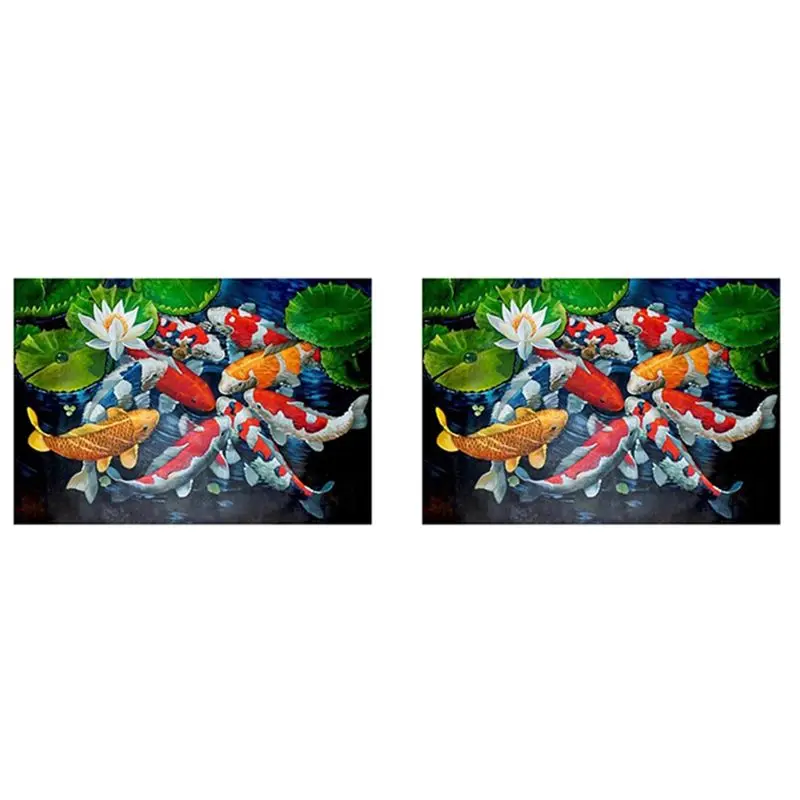 

AB11-2X 5D Art Diamond Painting Round Full Diamond Koi Carp Cross Stitch Kits Embroidery Home Decors Gift