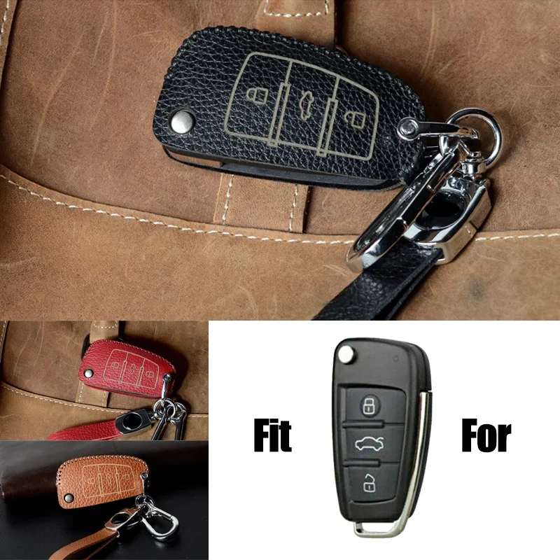 

Genuine Leather Car Remote Key Fob Case Cover Holder Bag For Audi A1 A2 A3 A4 A5 A6 A8 Q3 Q5 Q7 Q8 R8 RS4 S3 S4 S5 S6 S8 TT