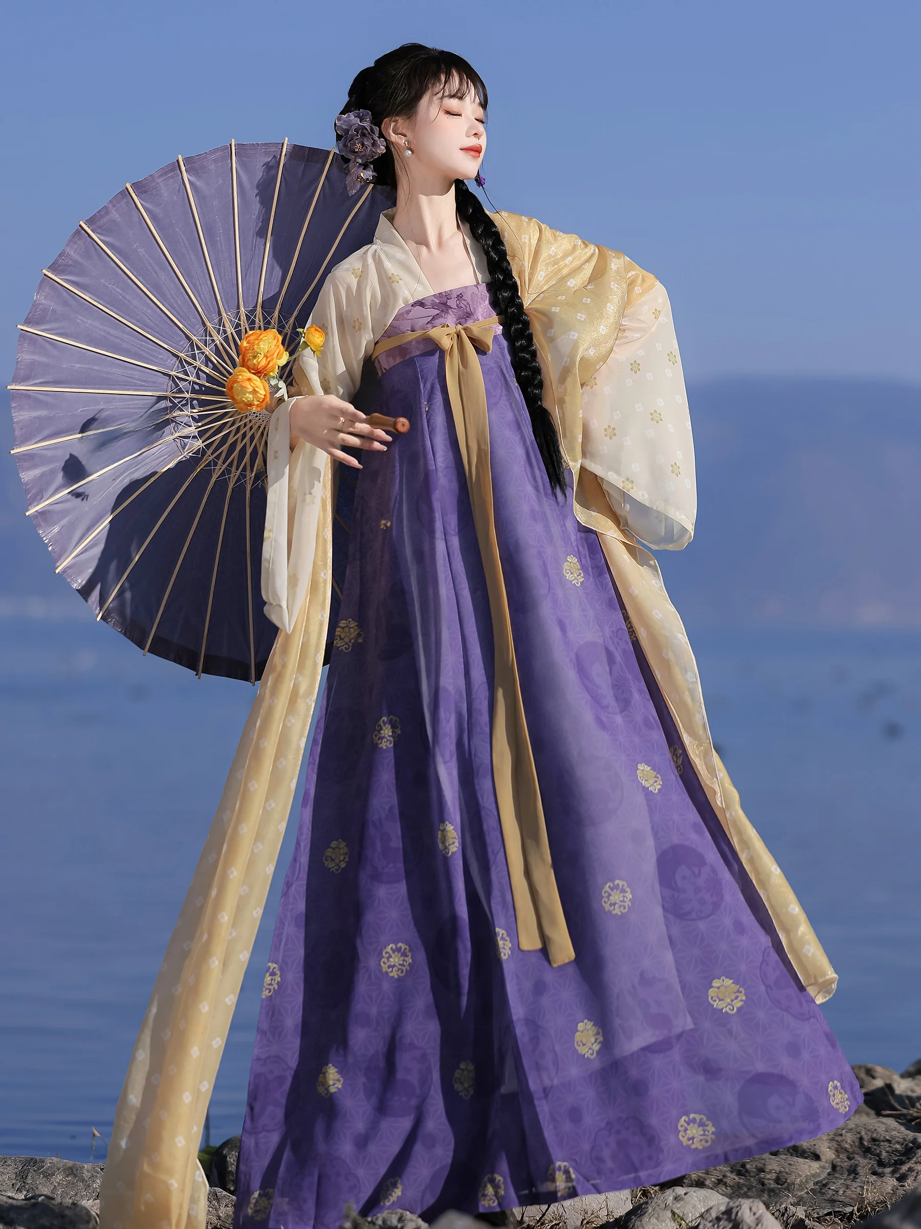 

Spring Summer Original Tang Dynas Women's Hanfu Set Fairy Aosphere Resurrection Sle Polyester Fiber Traditional Costume
