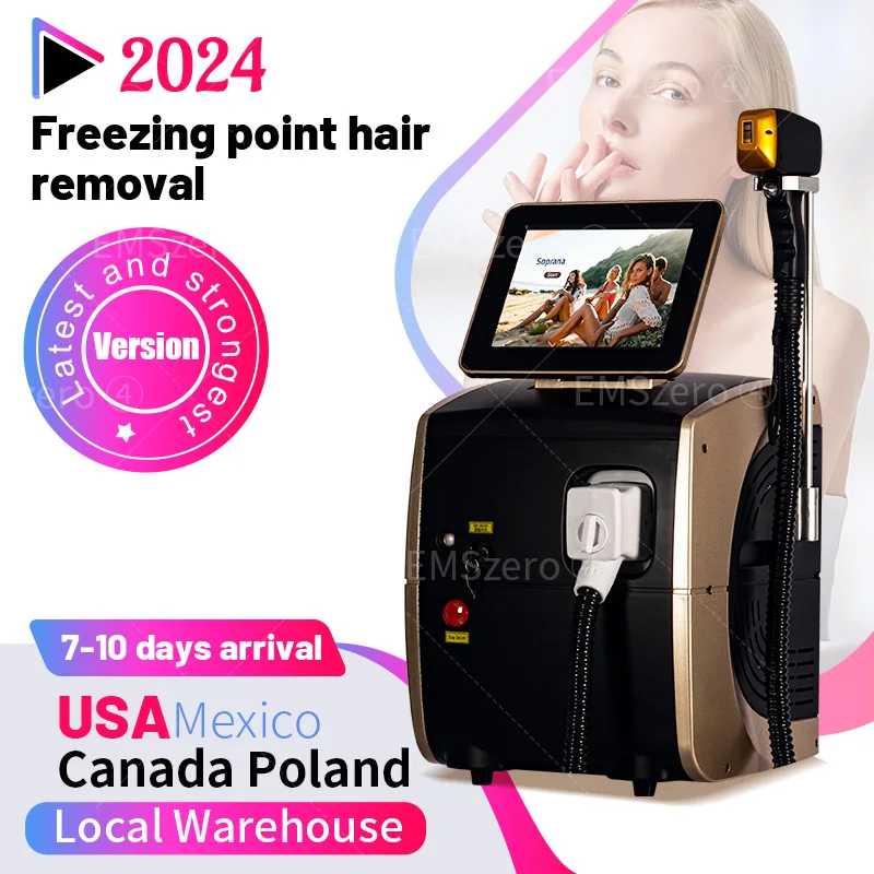 Professional 3-wave IPL diode ice titanium female hair removal machine  portable 808 755 Alexander device permanent