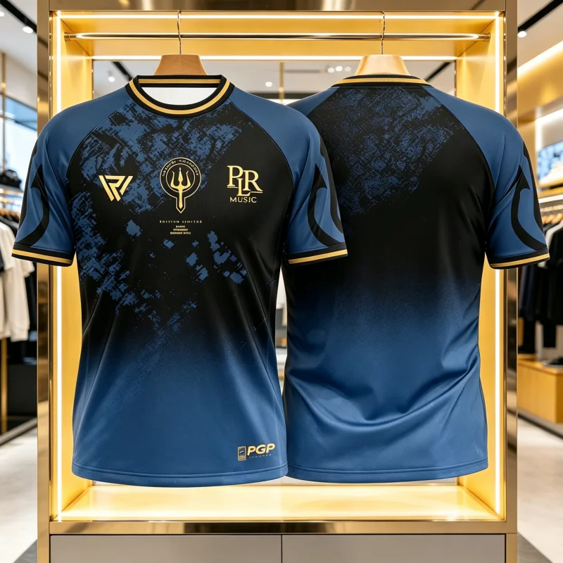 2026 New PR Music X Trident Limited Edition Sports T-shirt Men's Black Camouflage Printed Breathable Short Sleeved T-shirt
