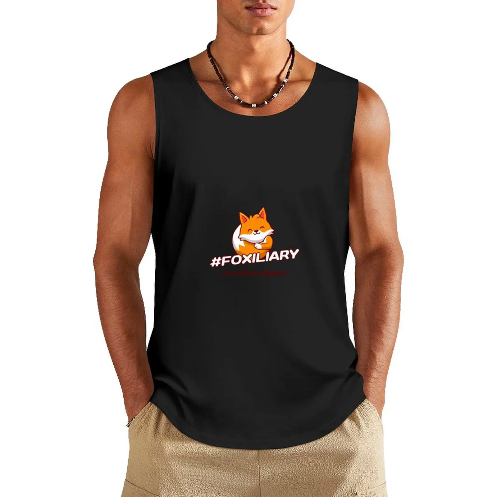 Foxiliary: I'm with the babes! Tank Top anime gym accessories man men gym clothing bodybuilding man