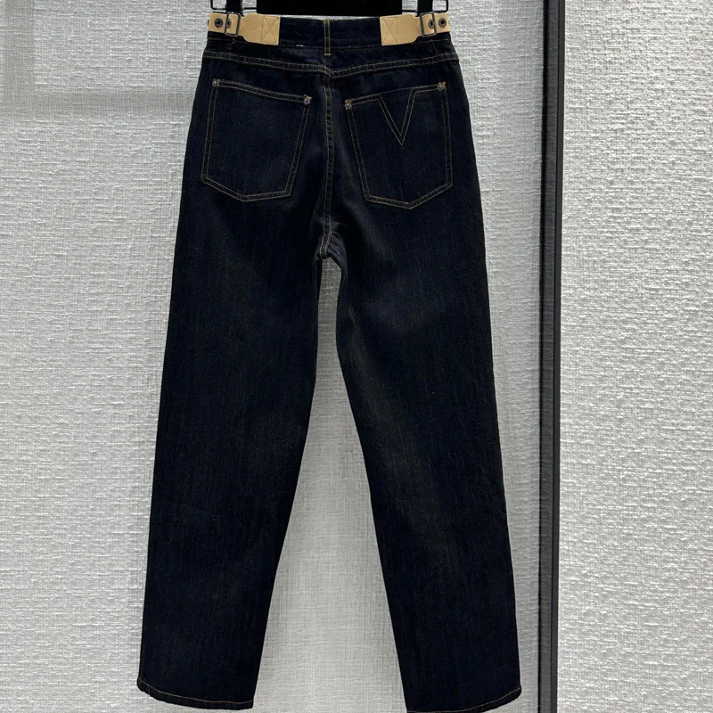 2024 High Quality Mid To High Waisted Straight Leg Jeans with Retro Casual Design Slimming Pants for Spring and Summer