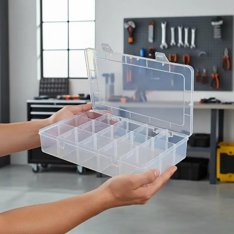 15-Grid Adjustable Plastic Storage Organizer with Removable Dividers for Jewelry Beads Small Hardware Accessories