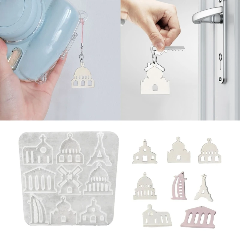 Castles Charm Earring Pendant Flexible Silicone Mold for Jewelry Crafting Ears Accessories Making Mold