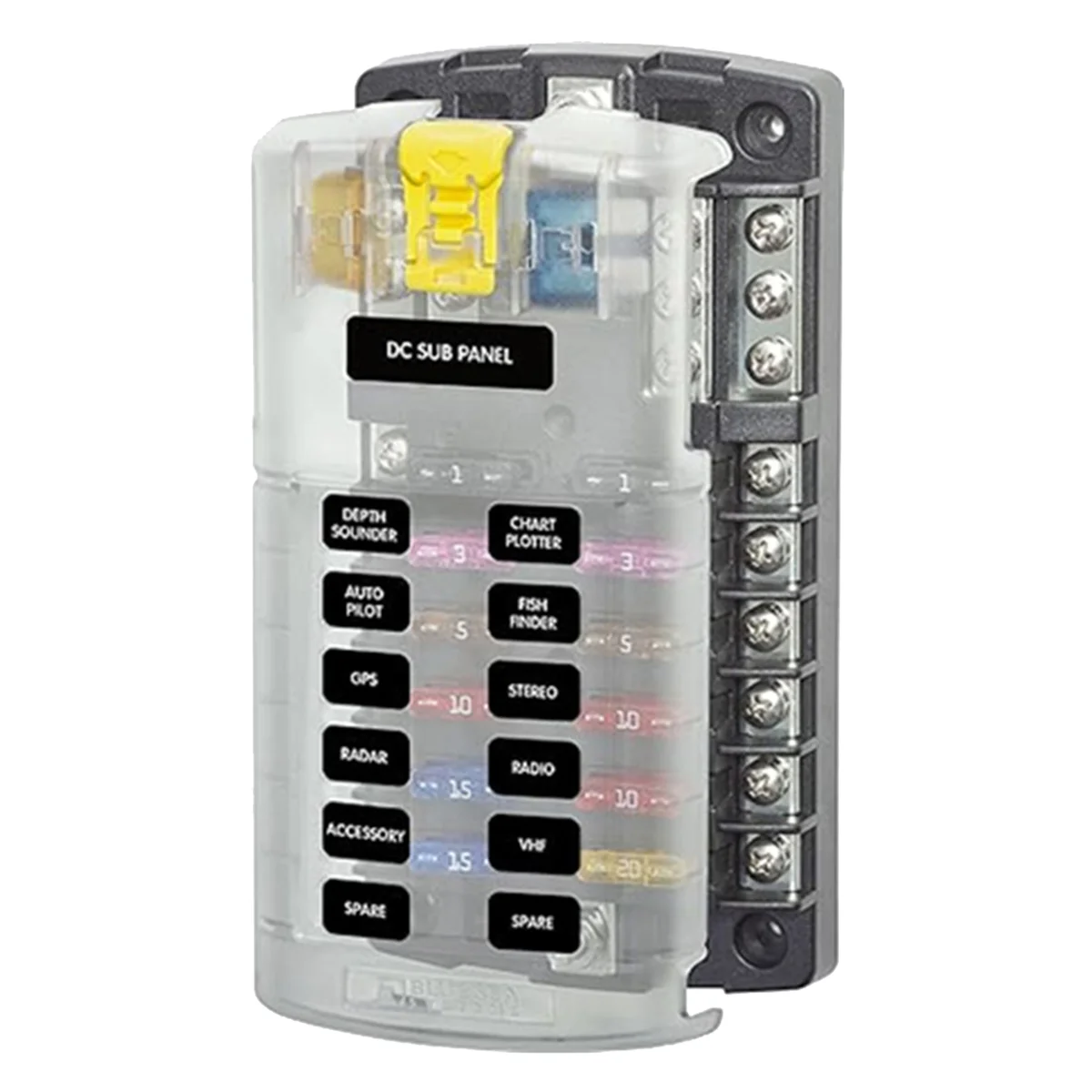 Support de boîte à fusibles pour voiture et bateau, Fuse Night Blade, 5026 ST, 32V, 100A, 12 circuits avec sol et couvercle