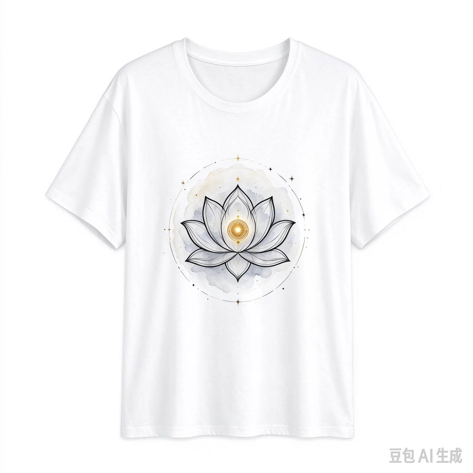 Watercolor Cosmic Lotus Graphic T Shirt Women Boho Spiritual Yoga Casual Short Sleeve Tee