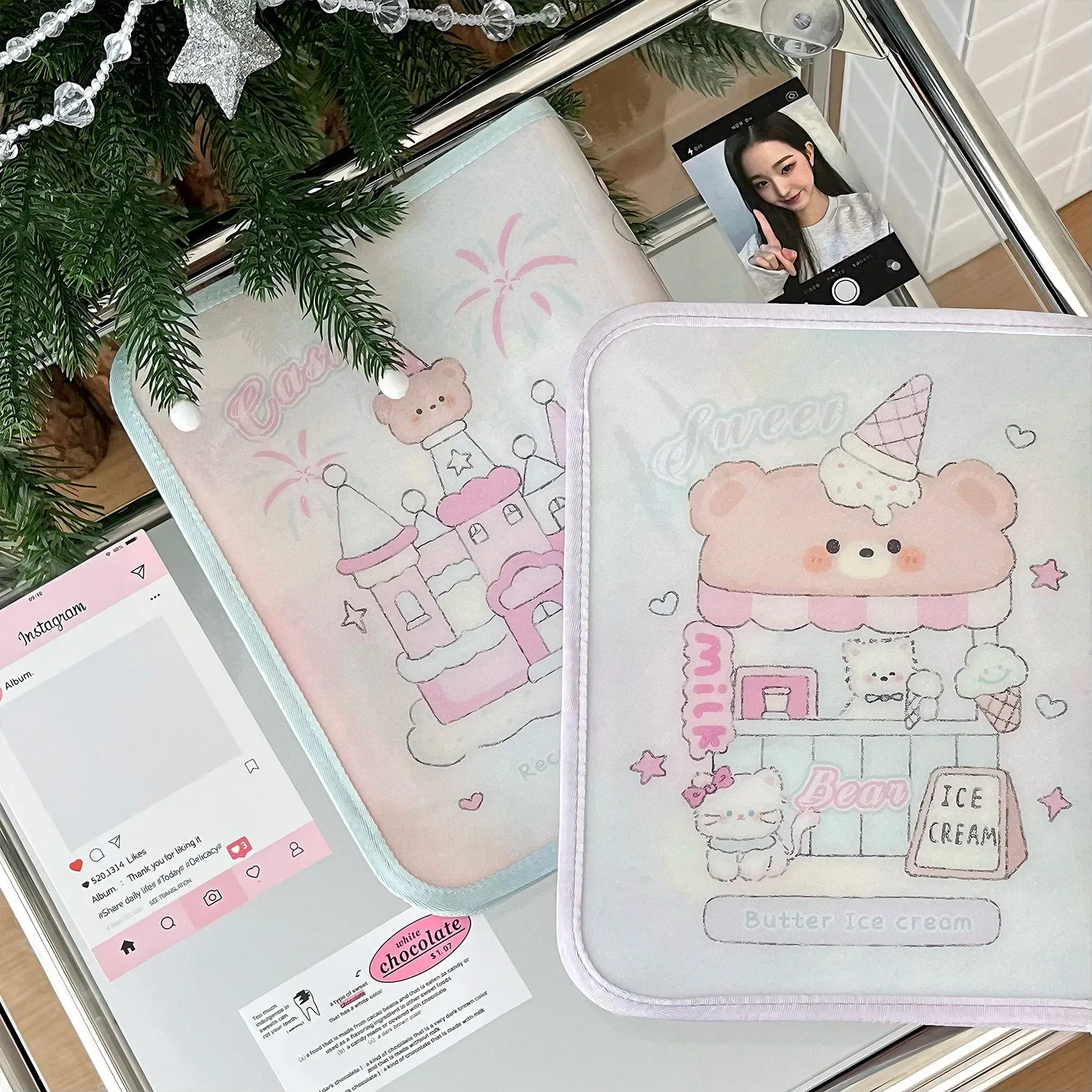 IFFVGX Kawaii A5 سستة الموثق حامل بطاقة الصور Kpop المعبود ألبوم الصور جمع كتاب القرطاسية المدرسية ألبوم الفقرة Fotos پوتوكاروداد باين أكثر