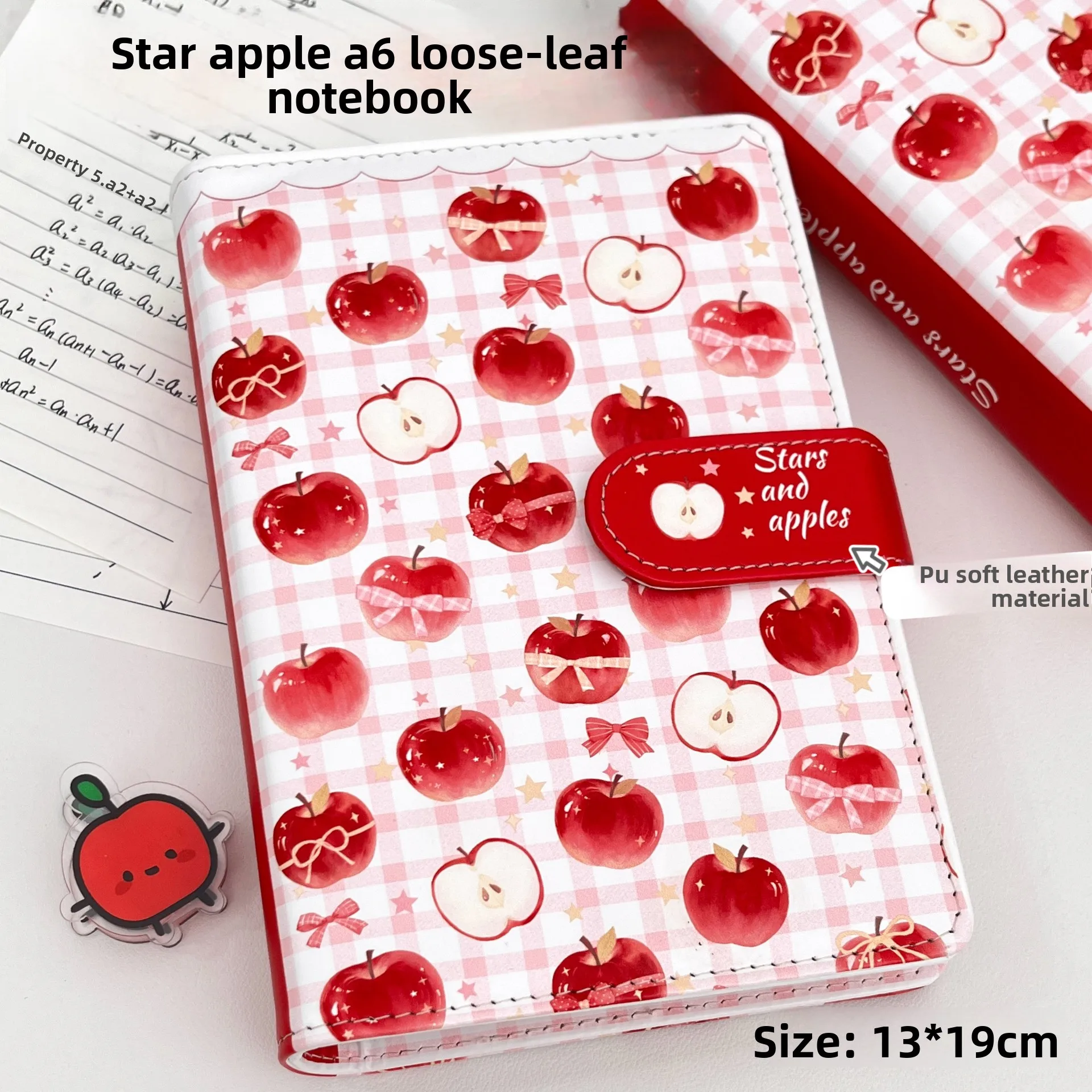A6 Star Apple Leather Magnetic Loose-Leaf Notebook Portable Detachable High-Value Stationery Journal Notebook