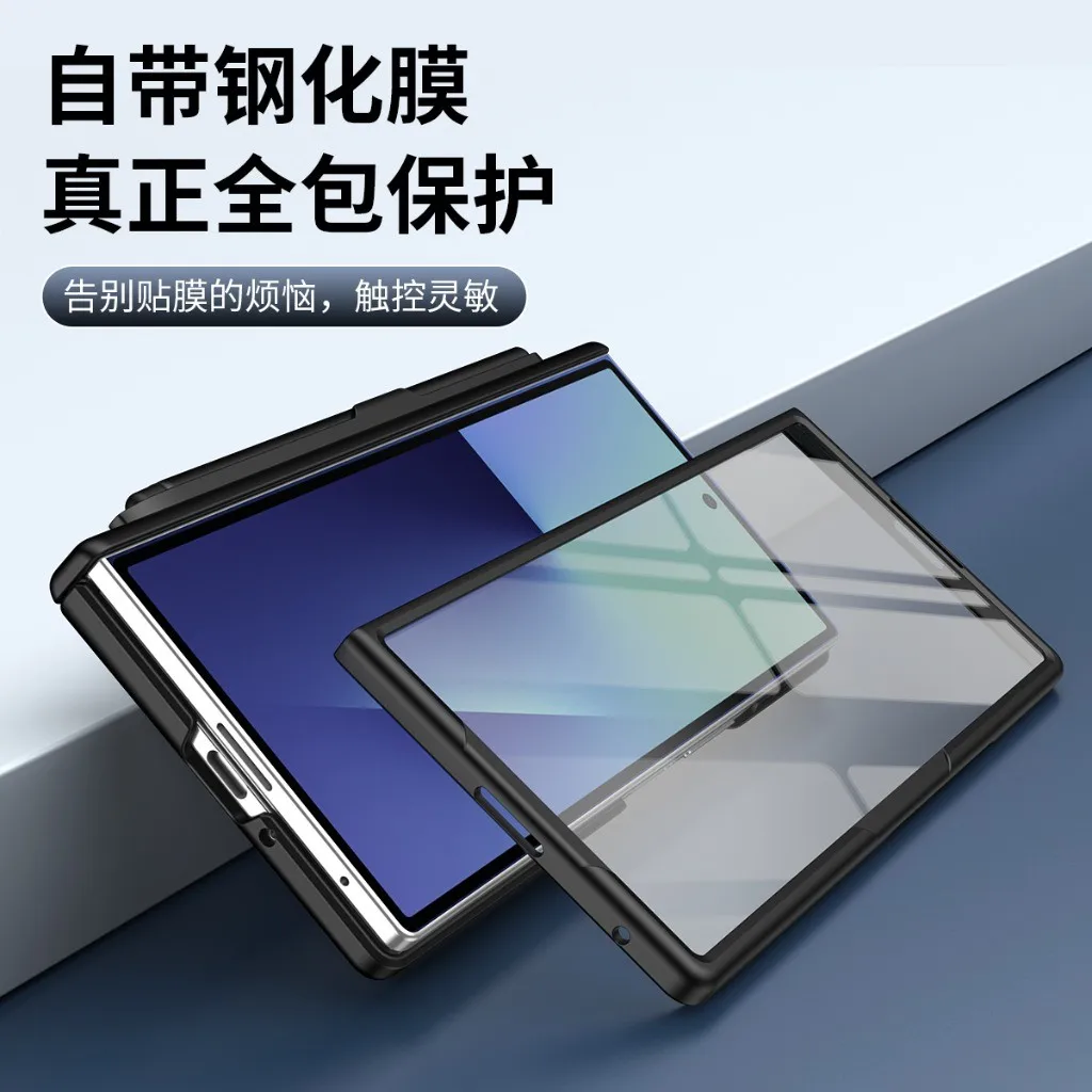 Phone Case with Front Tempered Glass Screen Protector & S Pen Slot Holder w/ Stylus For Samsung Galaxy Z Fold 8 Ultra 7 6 5 4 3 view 4
