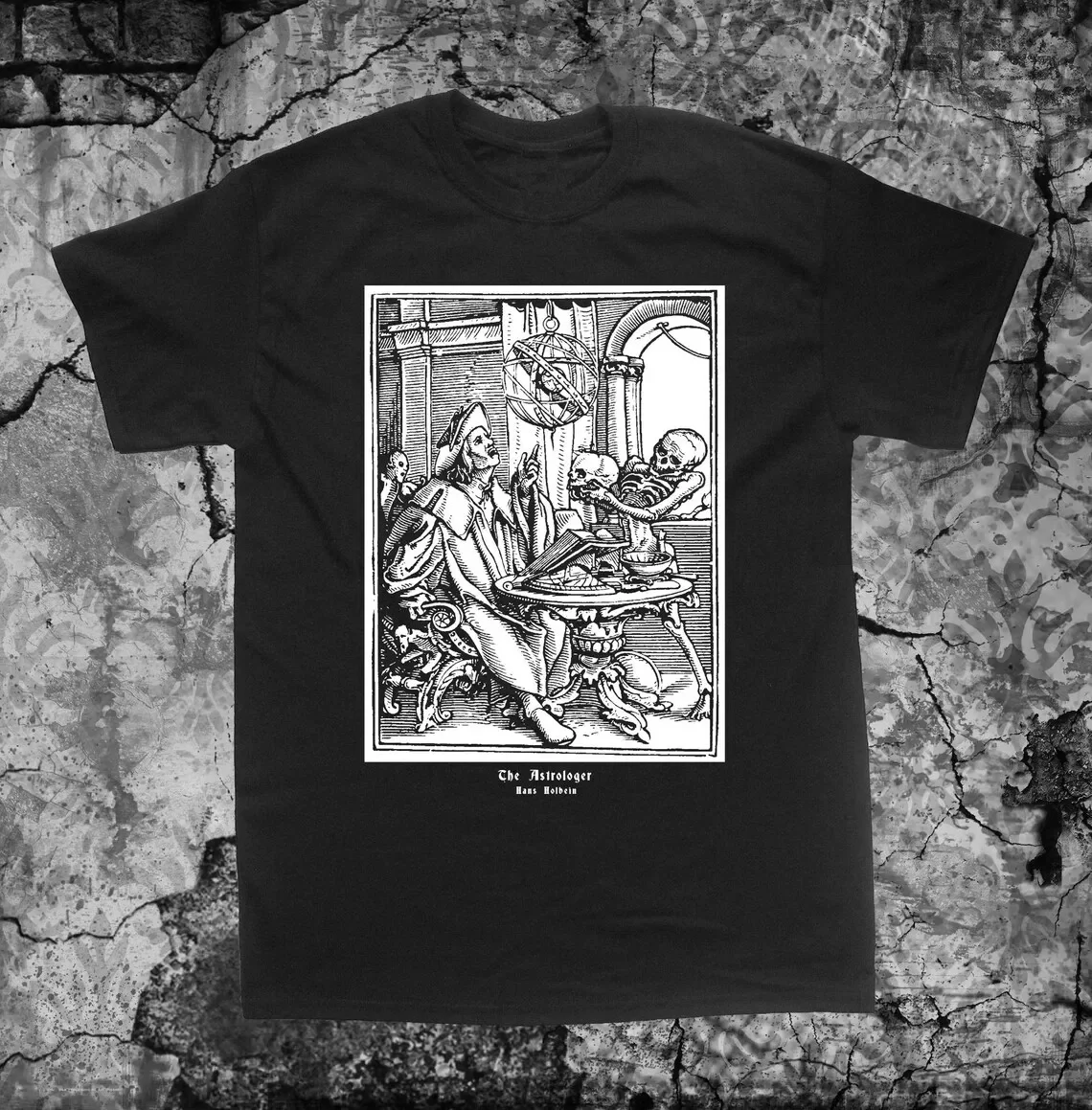 

Summer Memento Mori Shirt Hans Holbein Dance of Death Memento Skull Hidden Gothic Skeleton Medieval Evil Plus Cotton Top T-Shirt