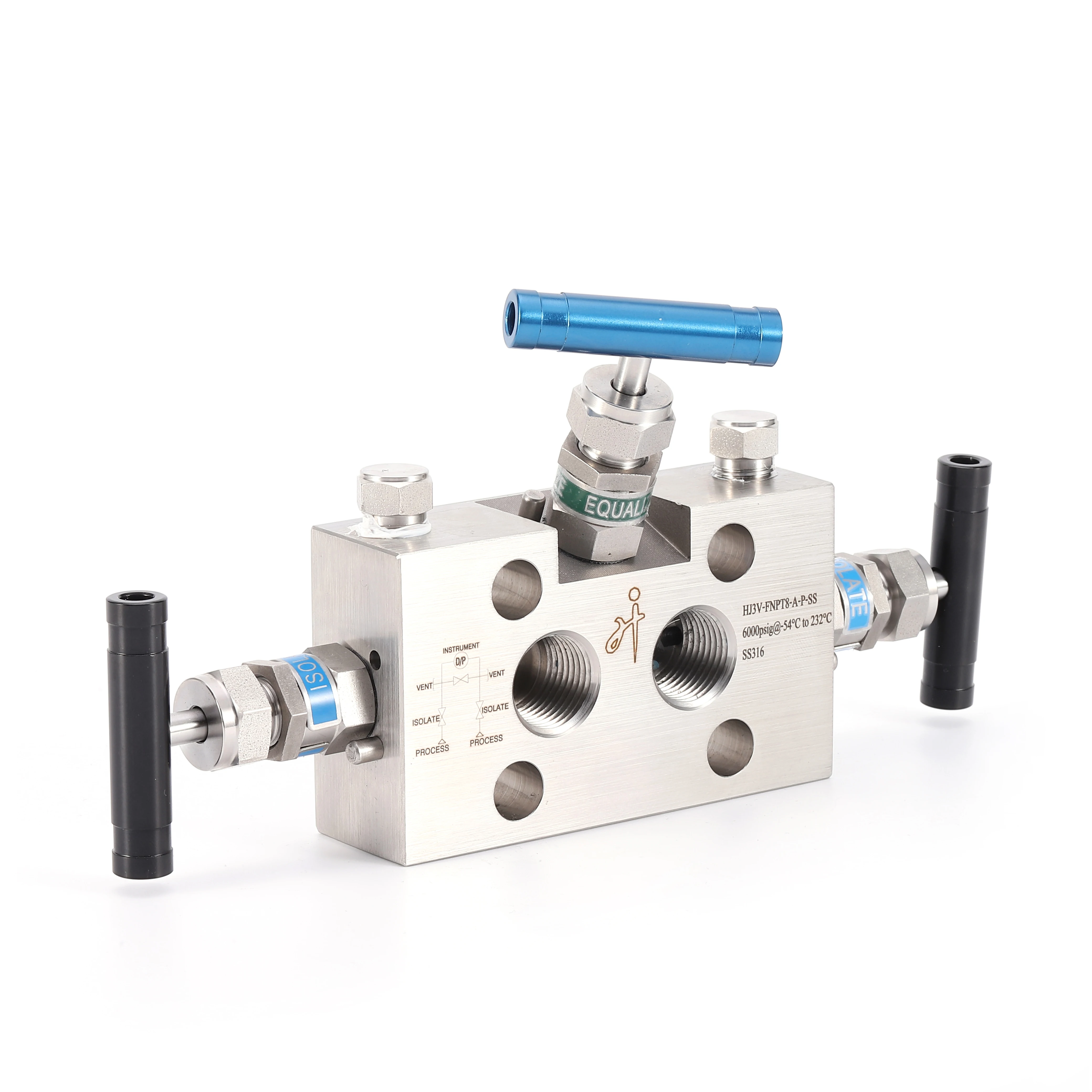 1/2 NPT Female High Pressure 6000psi Petroleum Industrial Hydraulic Oil Manifold Stainless Steel Three Way Manifolds Valve for O